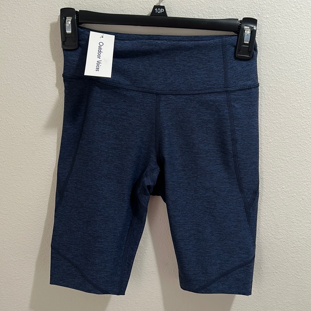 NWT Outdoor Voices Navy Blue Spandex Double Time 10” Shorts XS